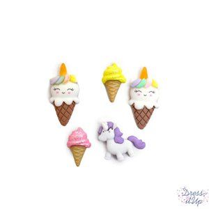 Unicones / Unicorns & Cones / Dress It Up Flat & Shank Craft Buttons